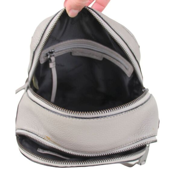 SMALL CALVIN KLEIN LIGHT GRAY GENUINE LEATHER SHOULDER BAG BACKPACK HANDBAG TOTE - Picture 8 of 13